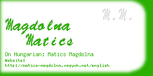 magdolna matics business card